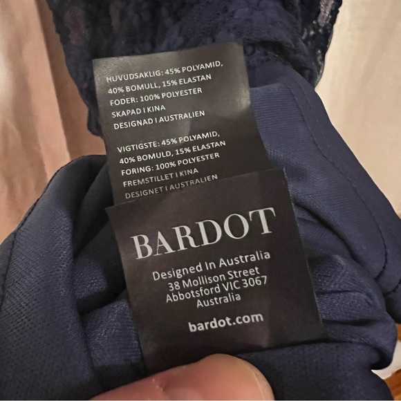 NWT Bardot Adoni Long Sleeve Lace Midi Dress L / US 8 Navy Fitted - Picture 12 of 13